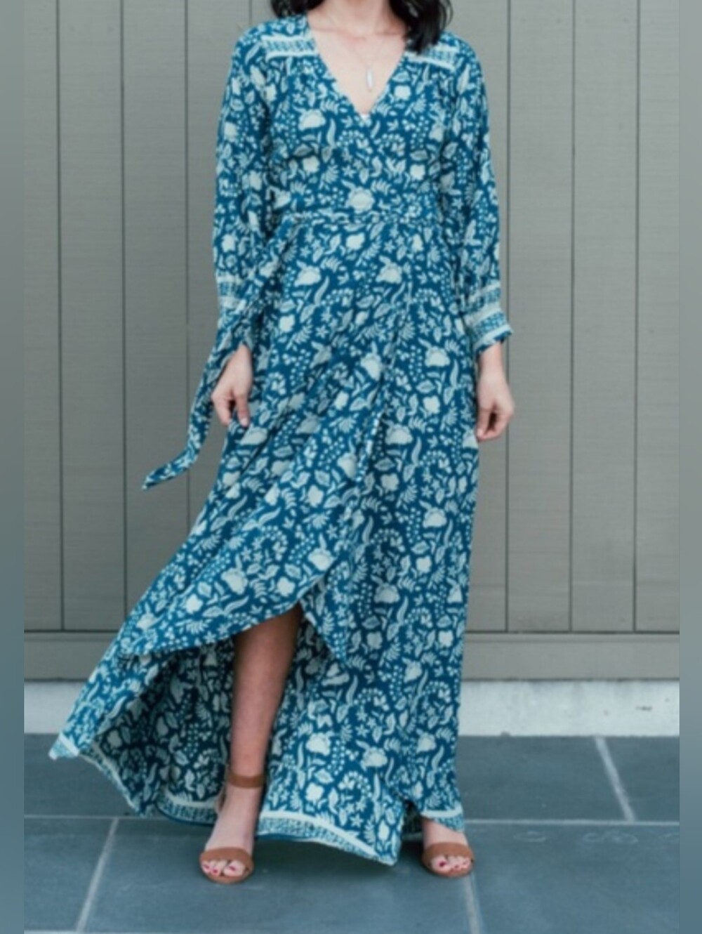 Natalie Martin KATE SIILHOUETTE SHALLOWS Maxi Wrap Dress size small